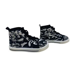 Papos Toddler Sneakers Black and Silver Canvas Lace Up Hightop Size 3